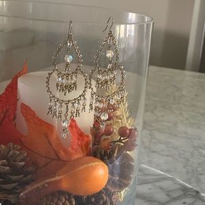 Classic gold and clear chandelier earrings